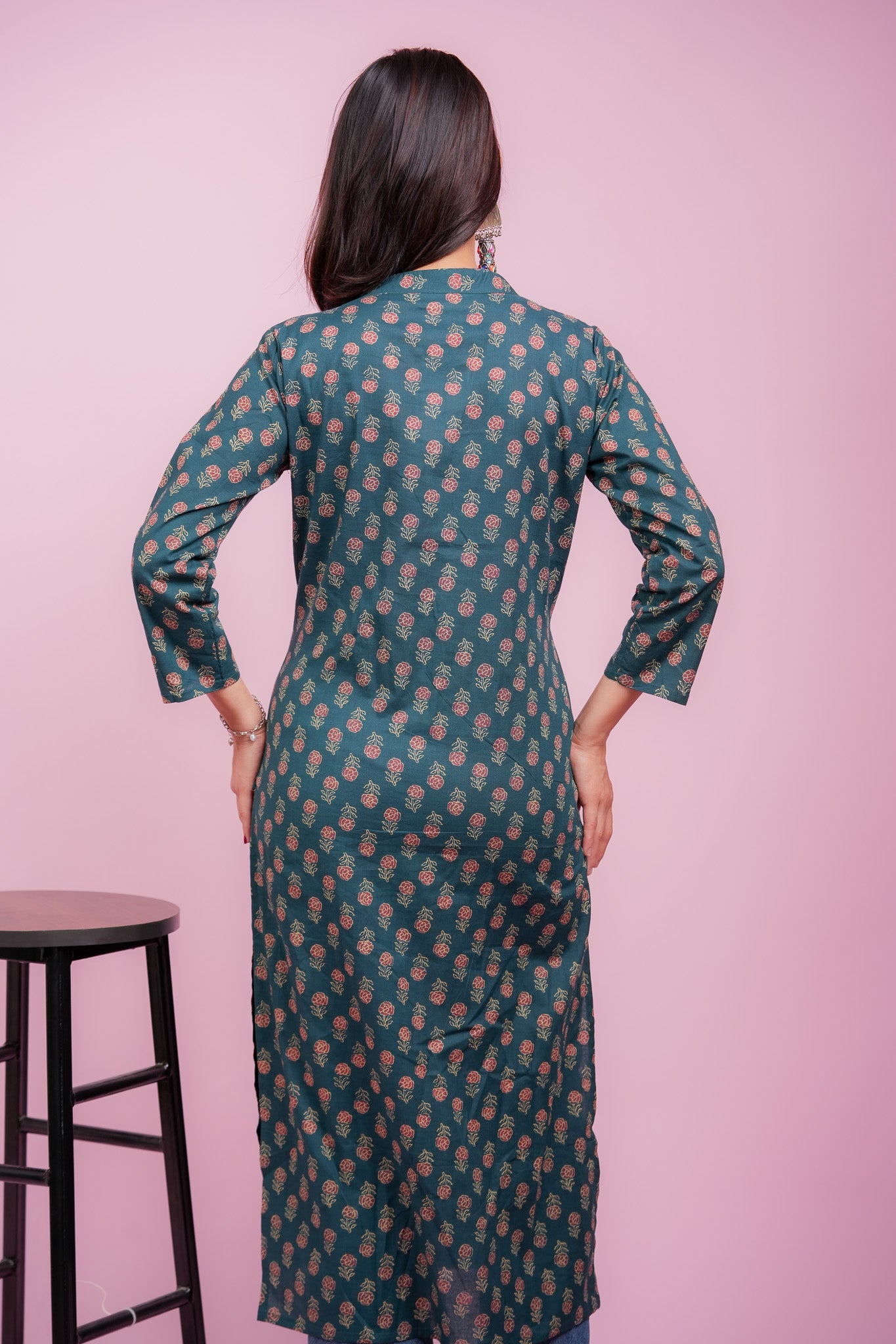 Kallola-Mandarin neck blue cotton kurta