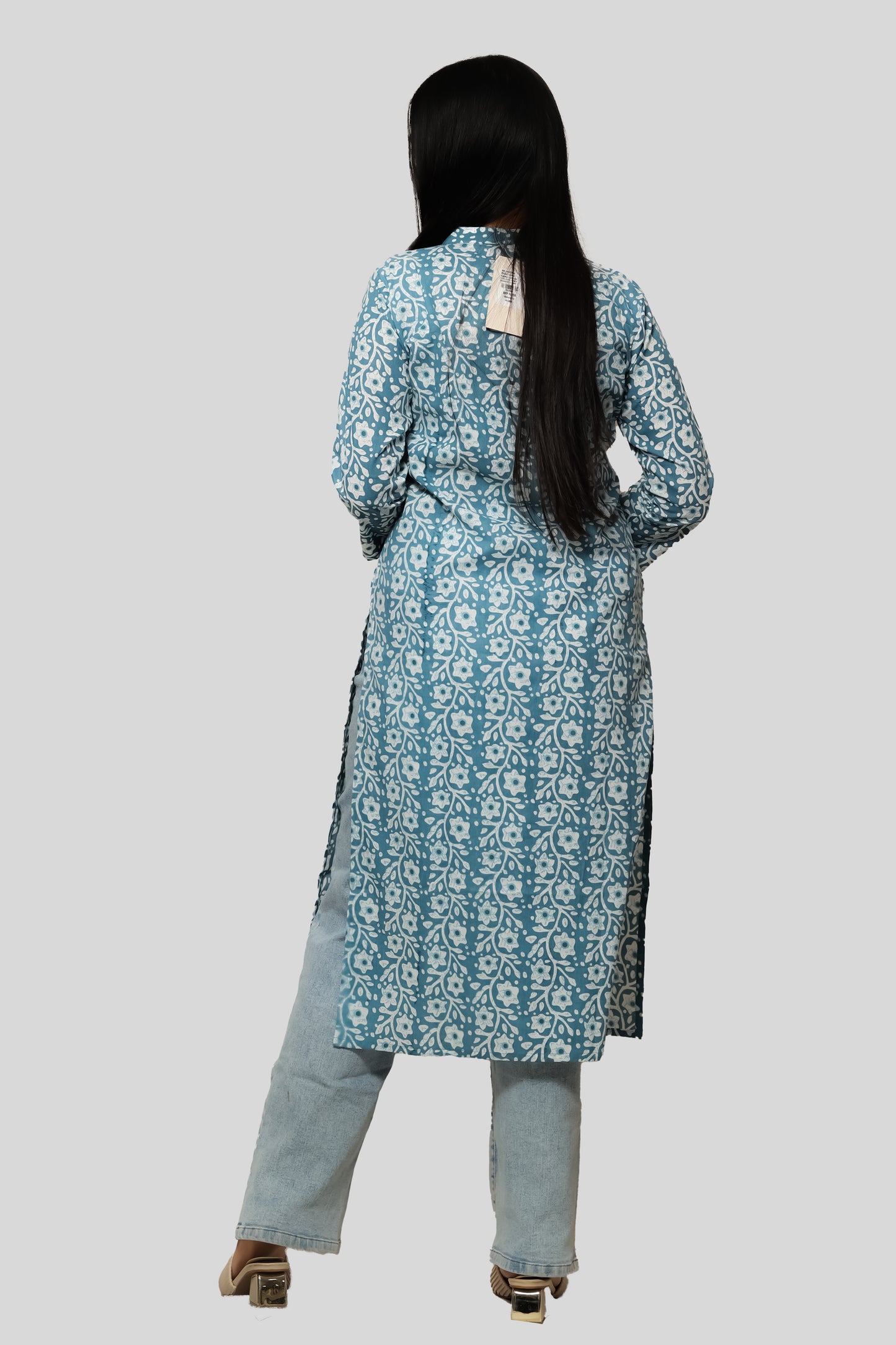 Kasturi-Grey cotton straight kurta