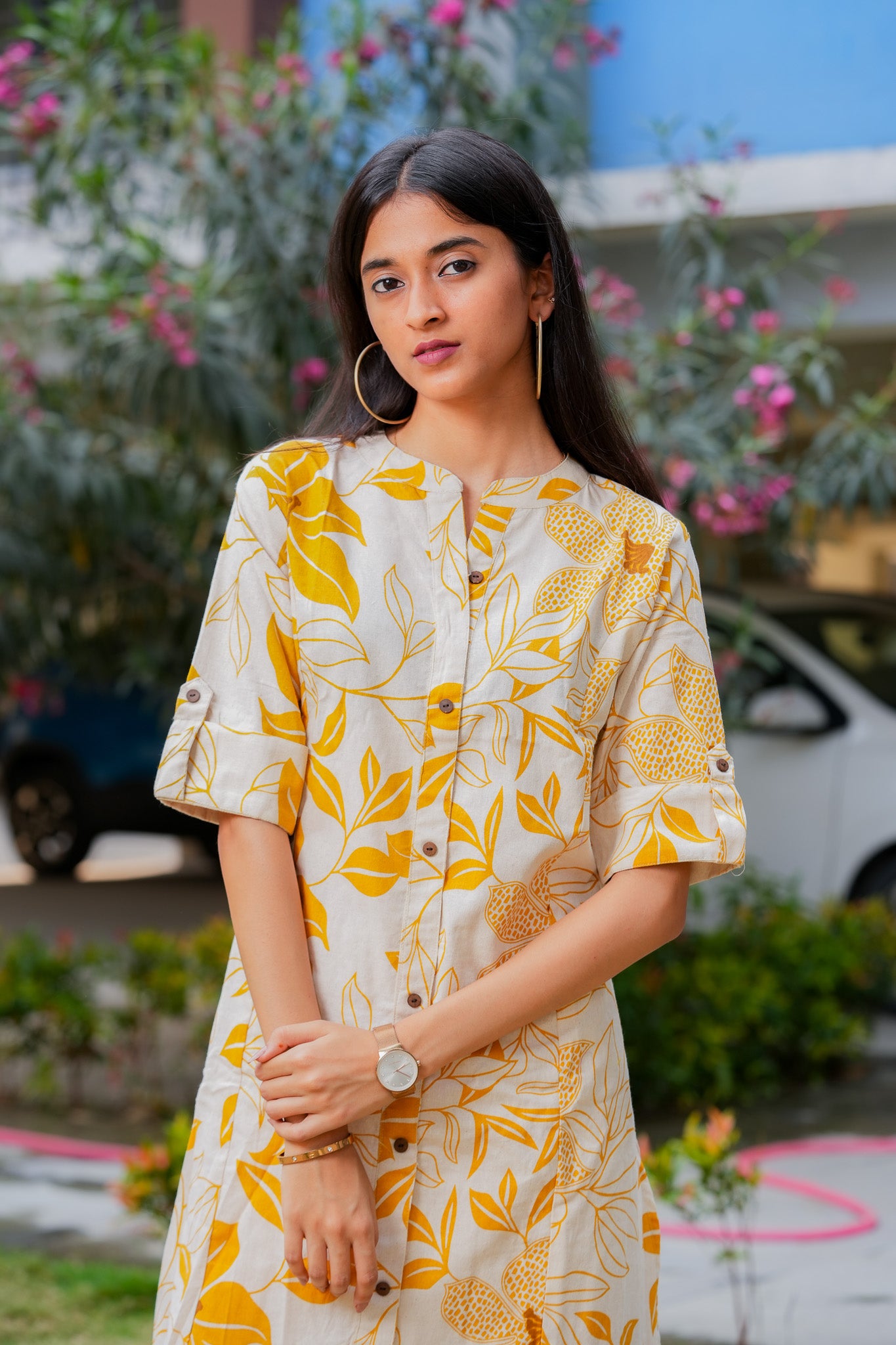 LASYA- MUSTARD COLOUR CO-ORD SET WITH BAND COLLAR
