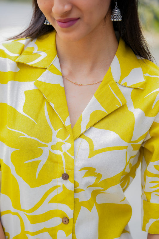 LATVA - GREEN CO-ORD SET WITH BAND COLLAR