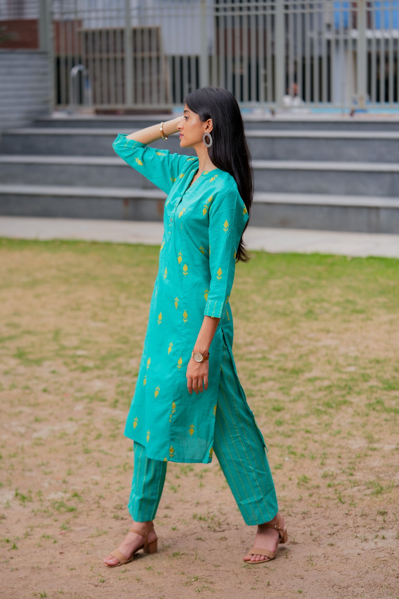 LIKHIT - HANDLOOM TURQUOISE KURTA PANT