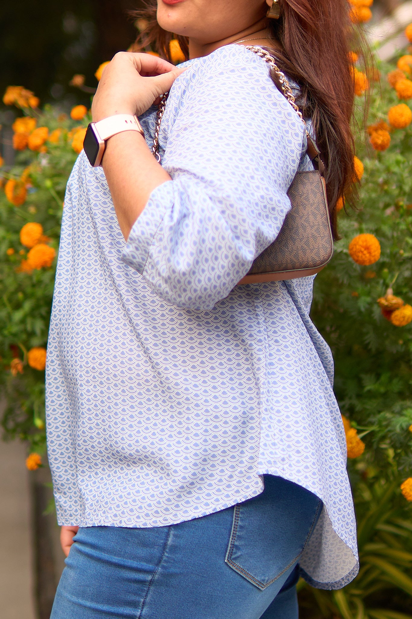 Parthavi-Powder blue pleated tunic