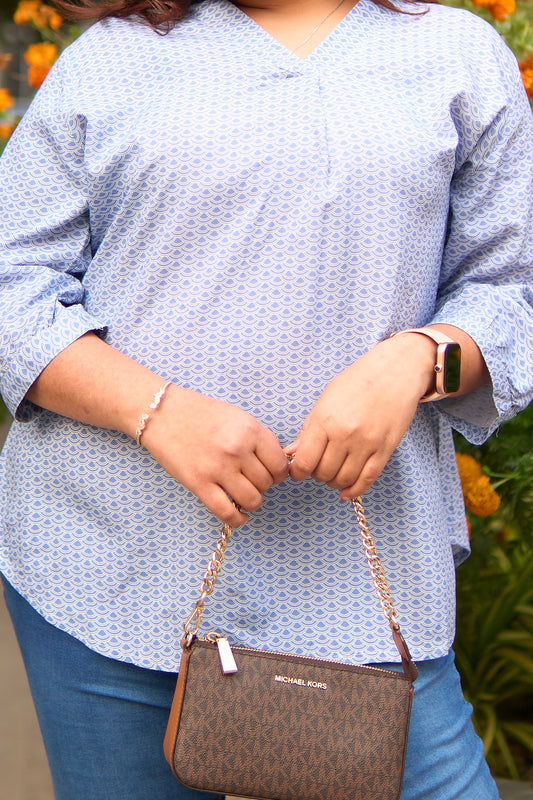 Parthavi-Powder blue pleated tunic