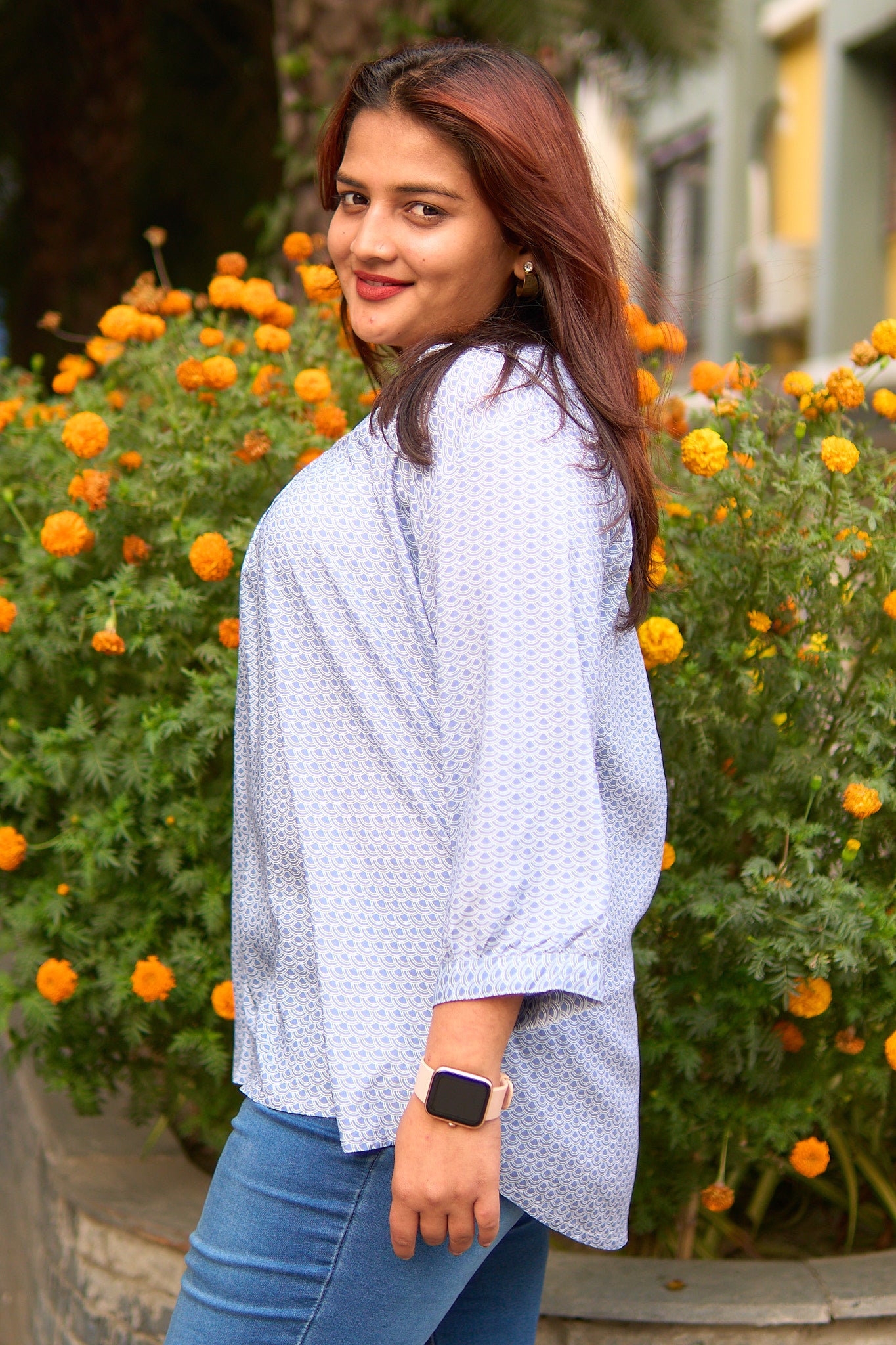 Parthavi-Powder blue pleated tunic