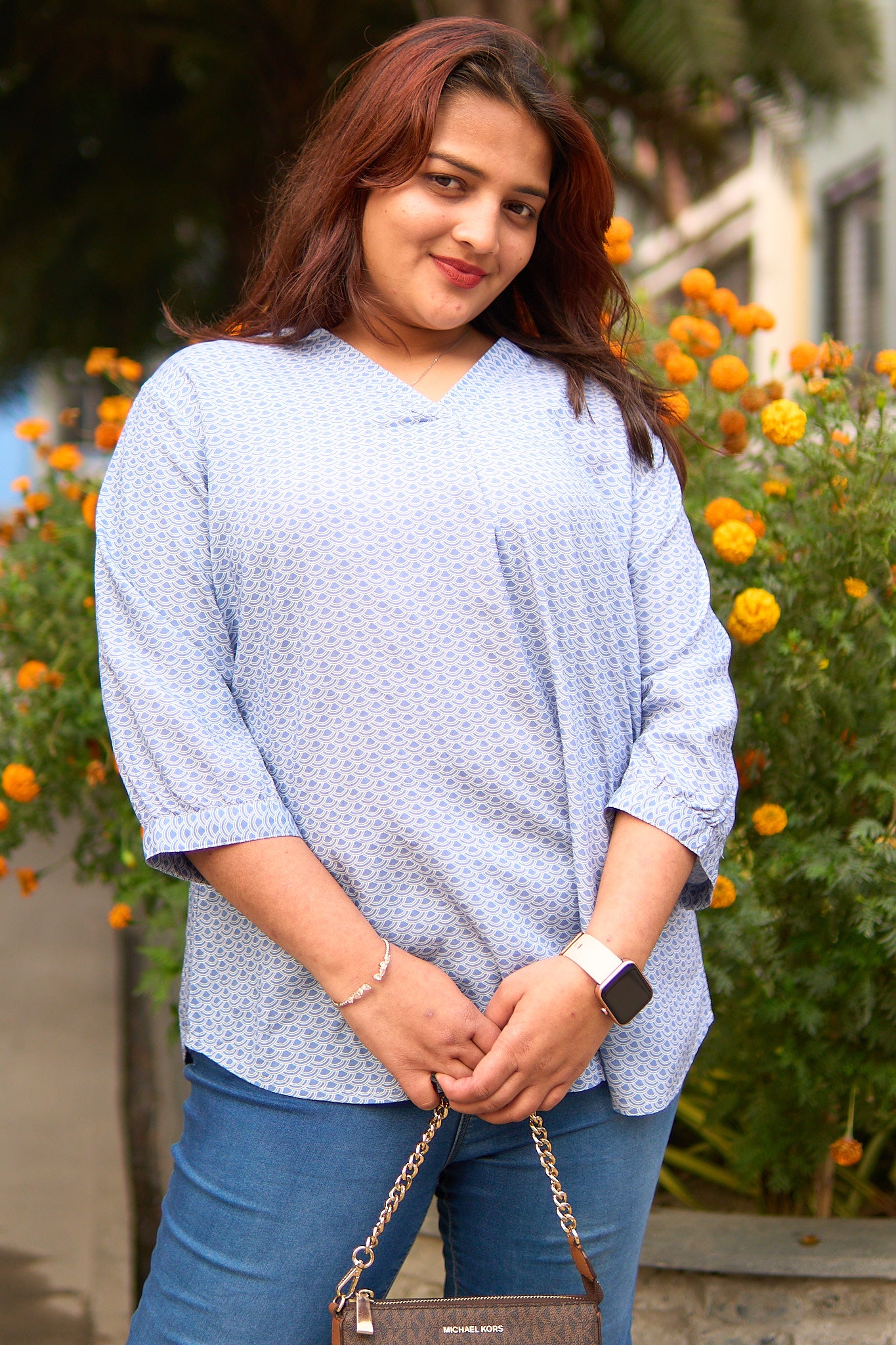 Parthavi-Powder blue pleated tunic