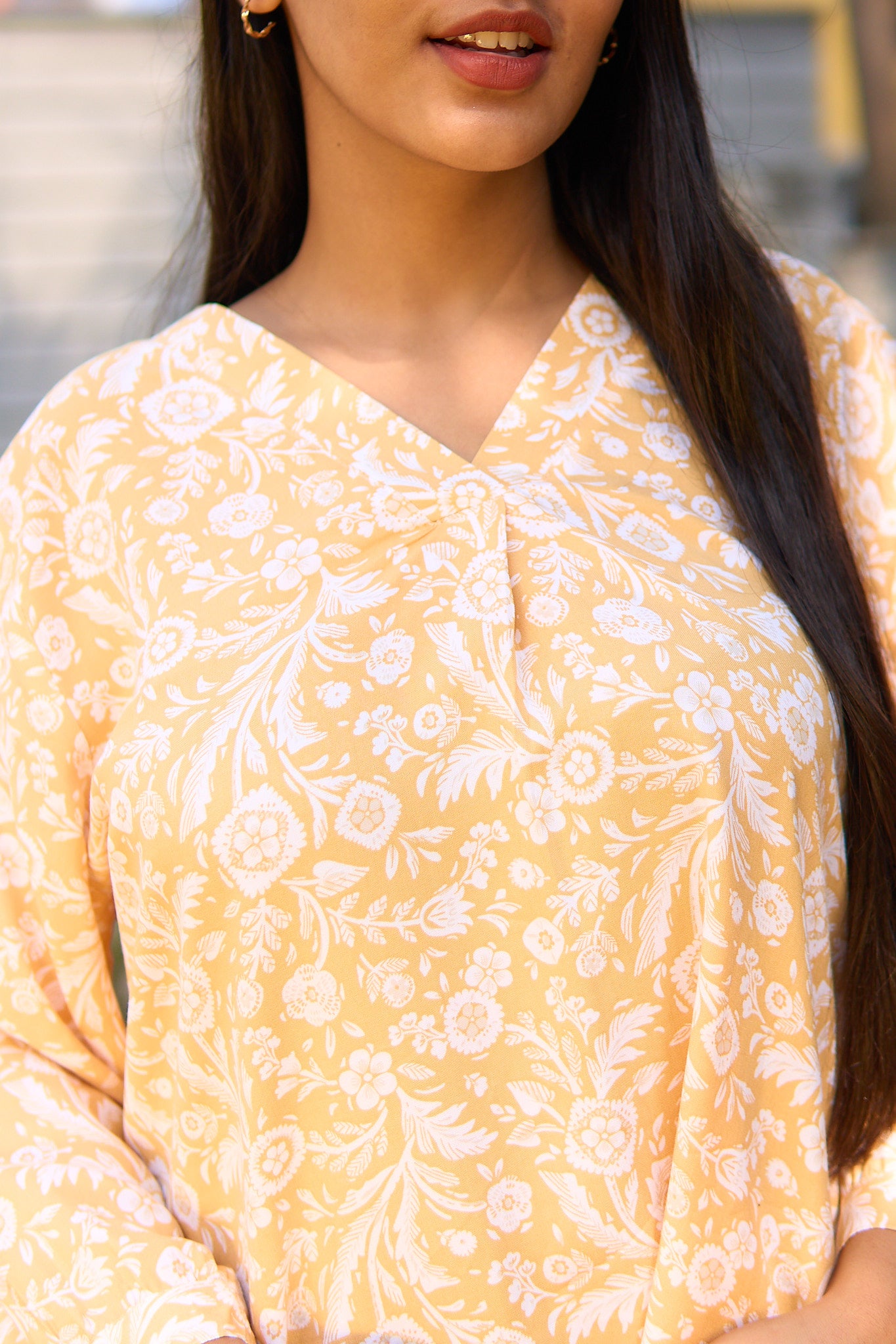 Purvi-Yellow v neck tunic