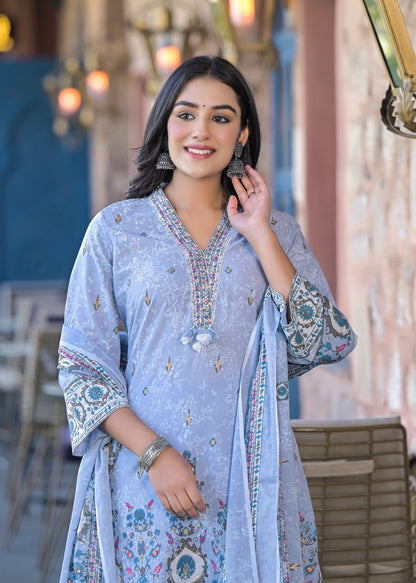 Aadrika-Powder blue A-line kurta set