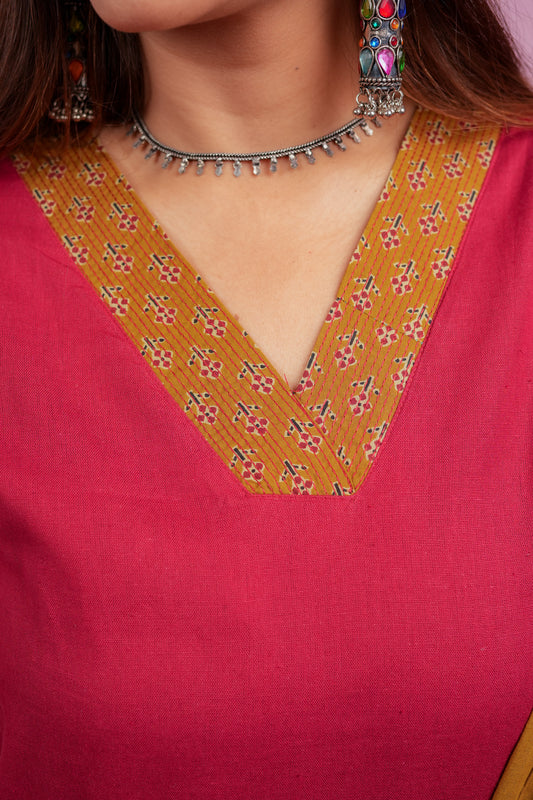 AGAJA- MAROON COTTON FLEX KURTA SET