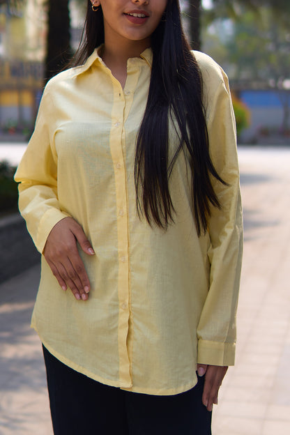 Charmi- Light yellow women cotton shirt.