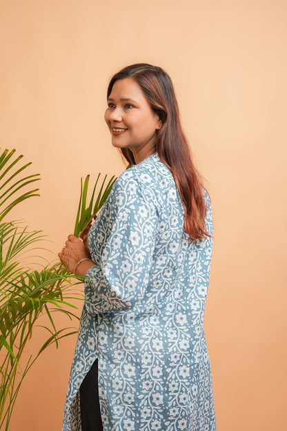 KASTURI- GREY COTTON FLEX STRAIGHT KURTA