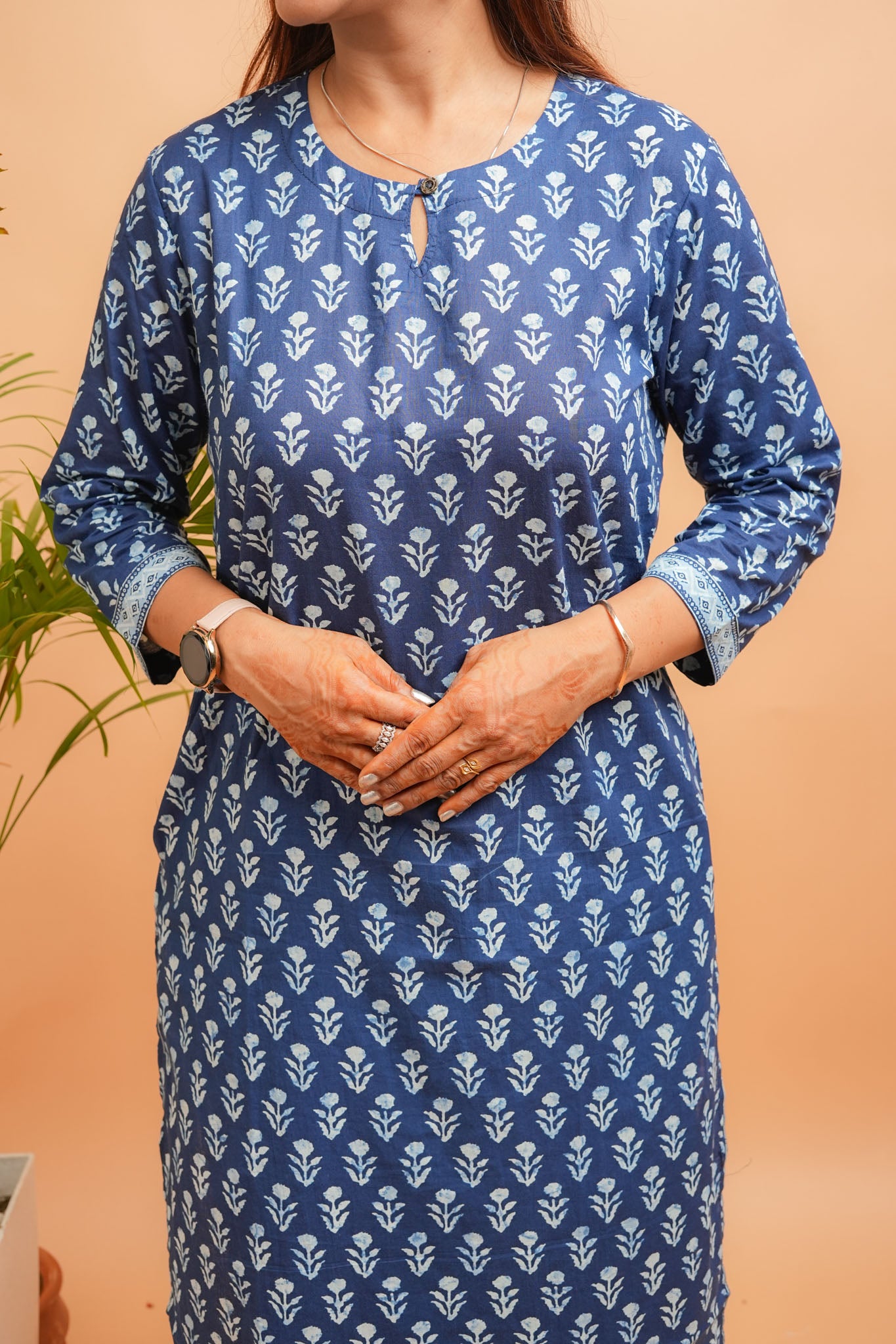 KANVI- NAVY BLUE COTTON KURTA