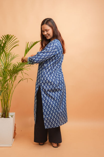 KANVI- NAVY BLUE COTTON KURTA