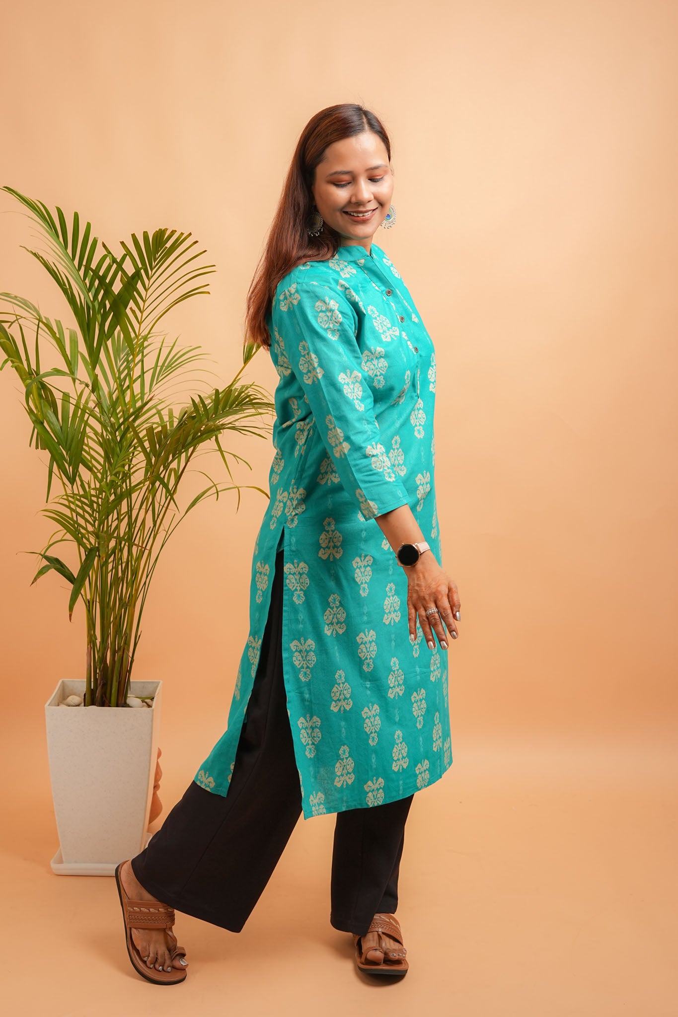 KAIRA- RAMA GREEN COTTON FLEX KURTA