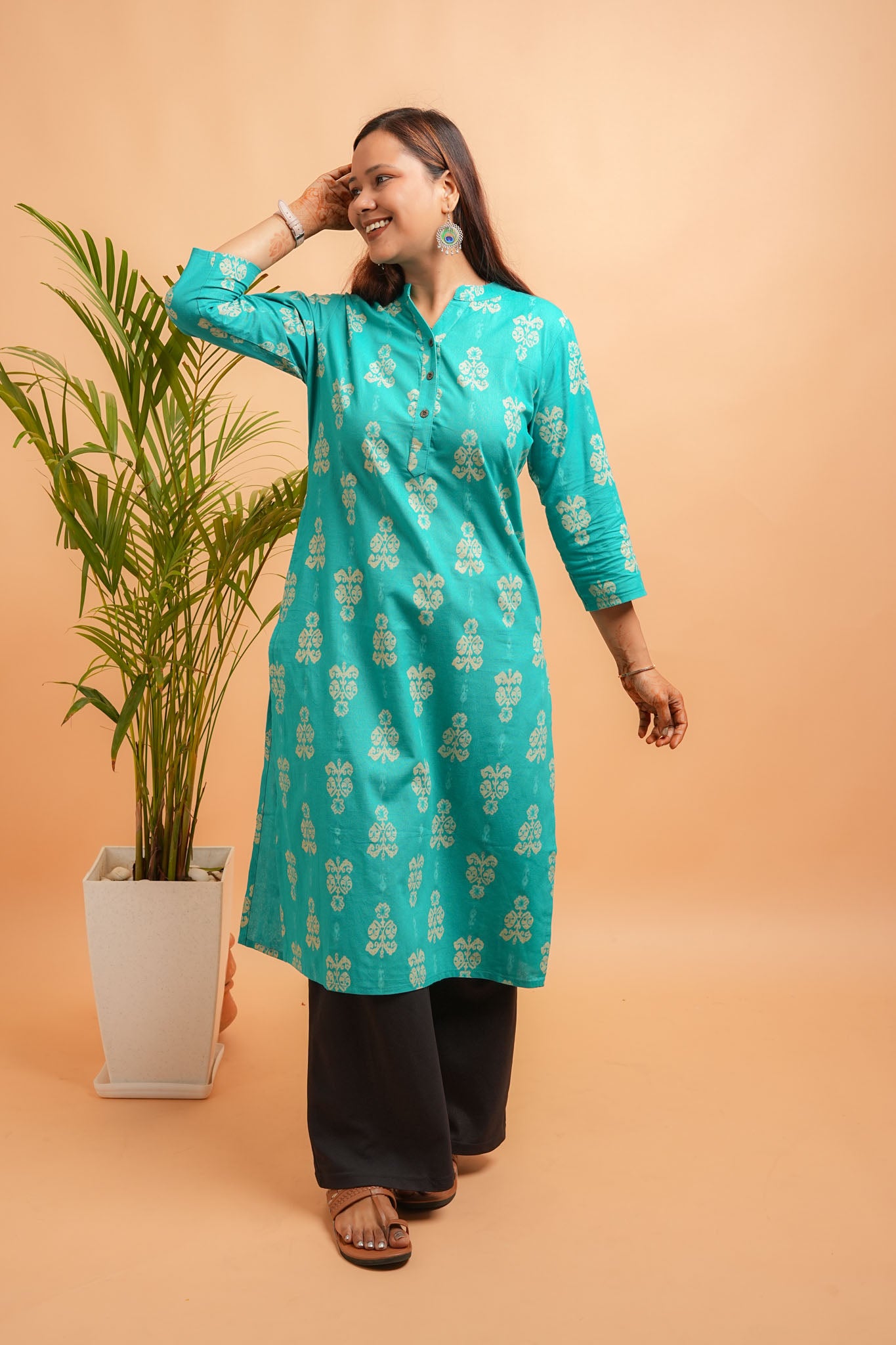 KAIRA- RAMA GREEN COTTON FLEX KURTA