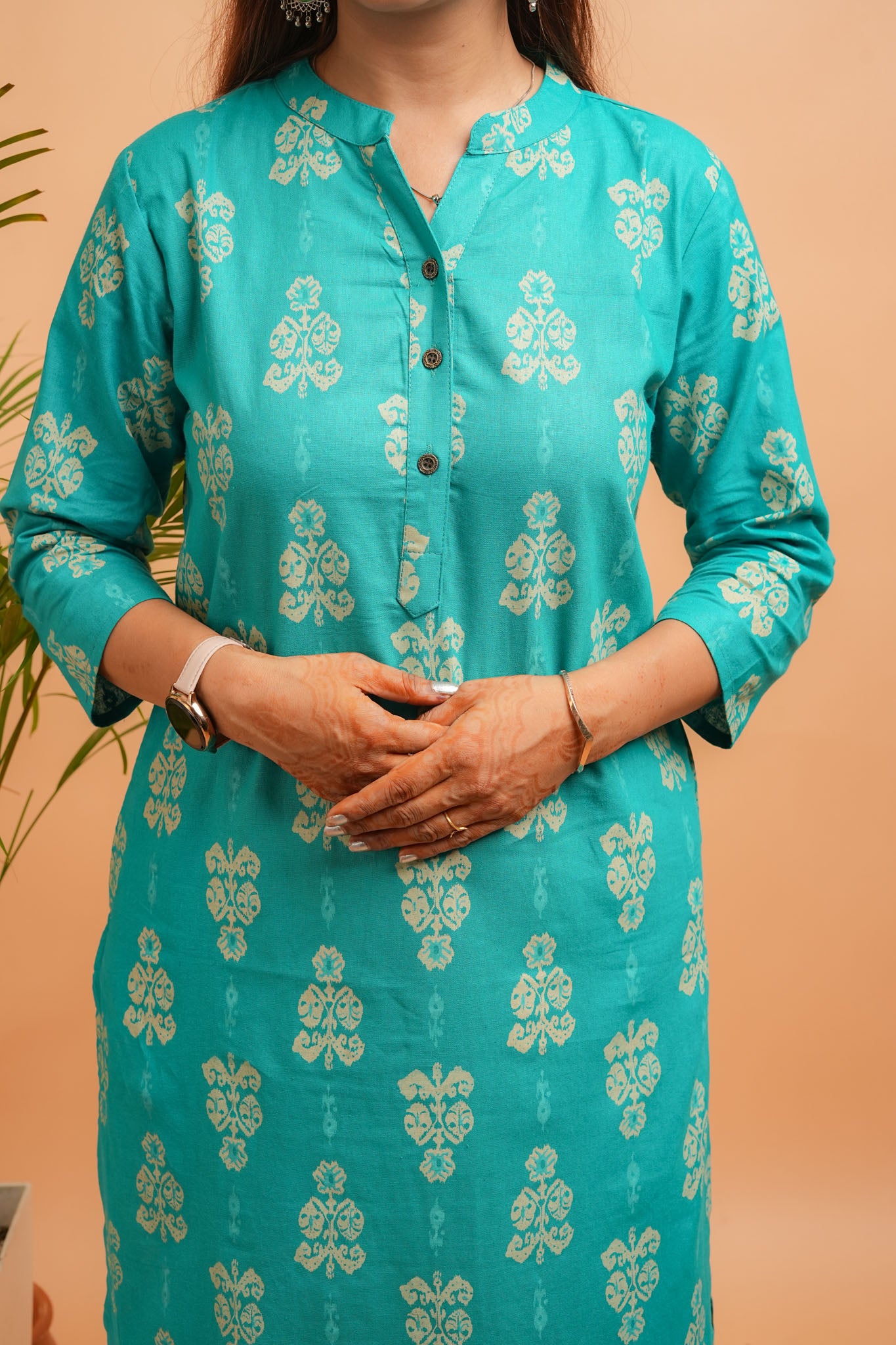 KAIRA- RAMA GREEN COTTON FLEX KURTA