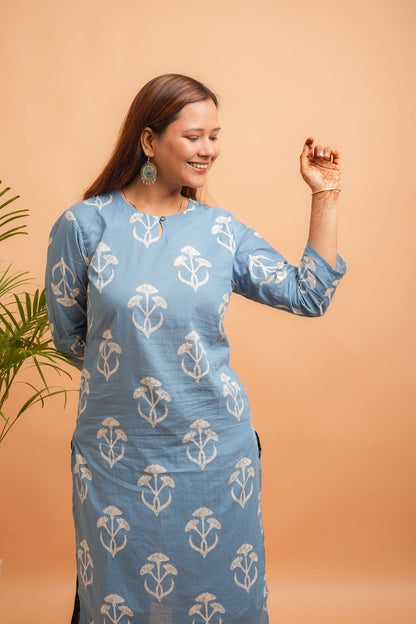 KYNA - POWDER BLUE COTTON KURTA
