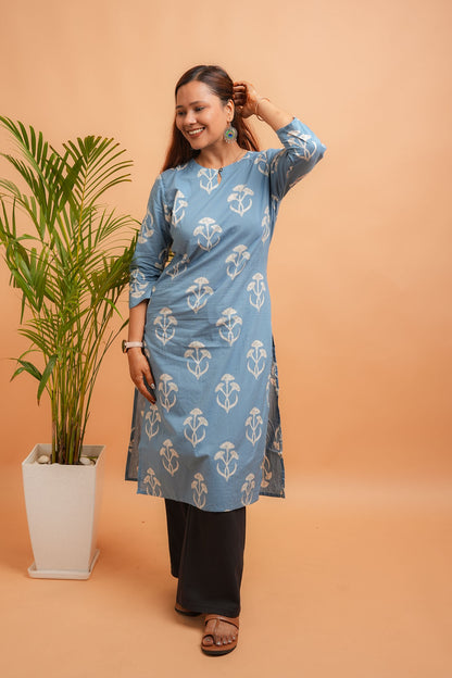 KYNA - POWDER BLUE COTTON KURTA