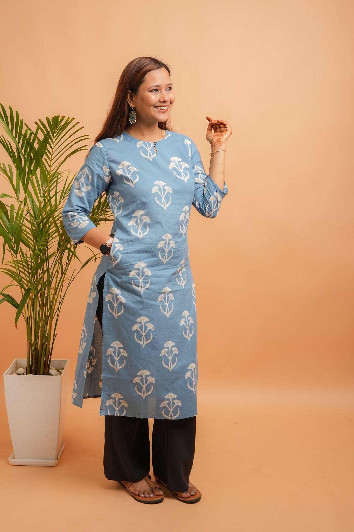 KYNA - POWDER BLUE COTTON KURTA