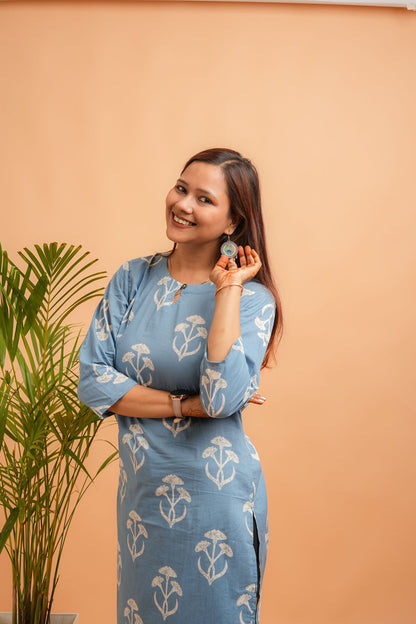 KYNA - POWDER BLUE COTTON KURTA