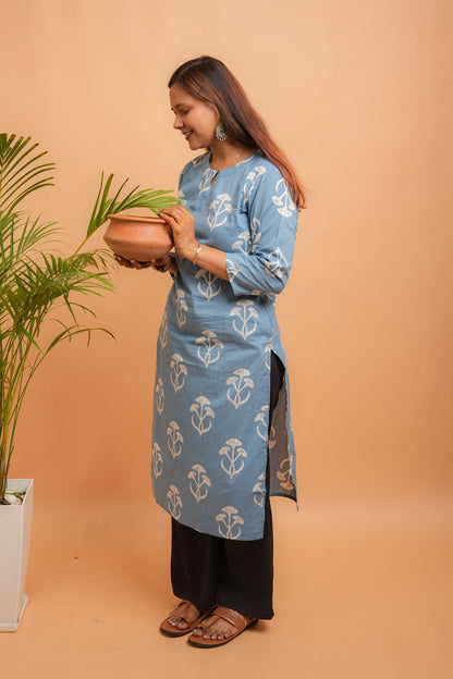 KYNA - POWDER BLUE COTTON KURTA