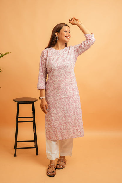 KAAYA- PEACHY PINK COTTON KURTA
