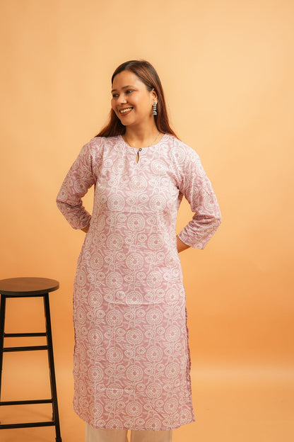 KAAYA- PEACHY PINK COTTON KURTA