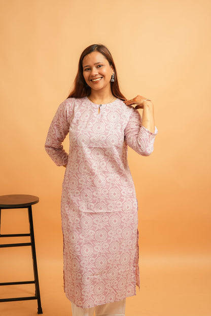 KAAYA- PEACHY PINK COTTON KURTA