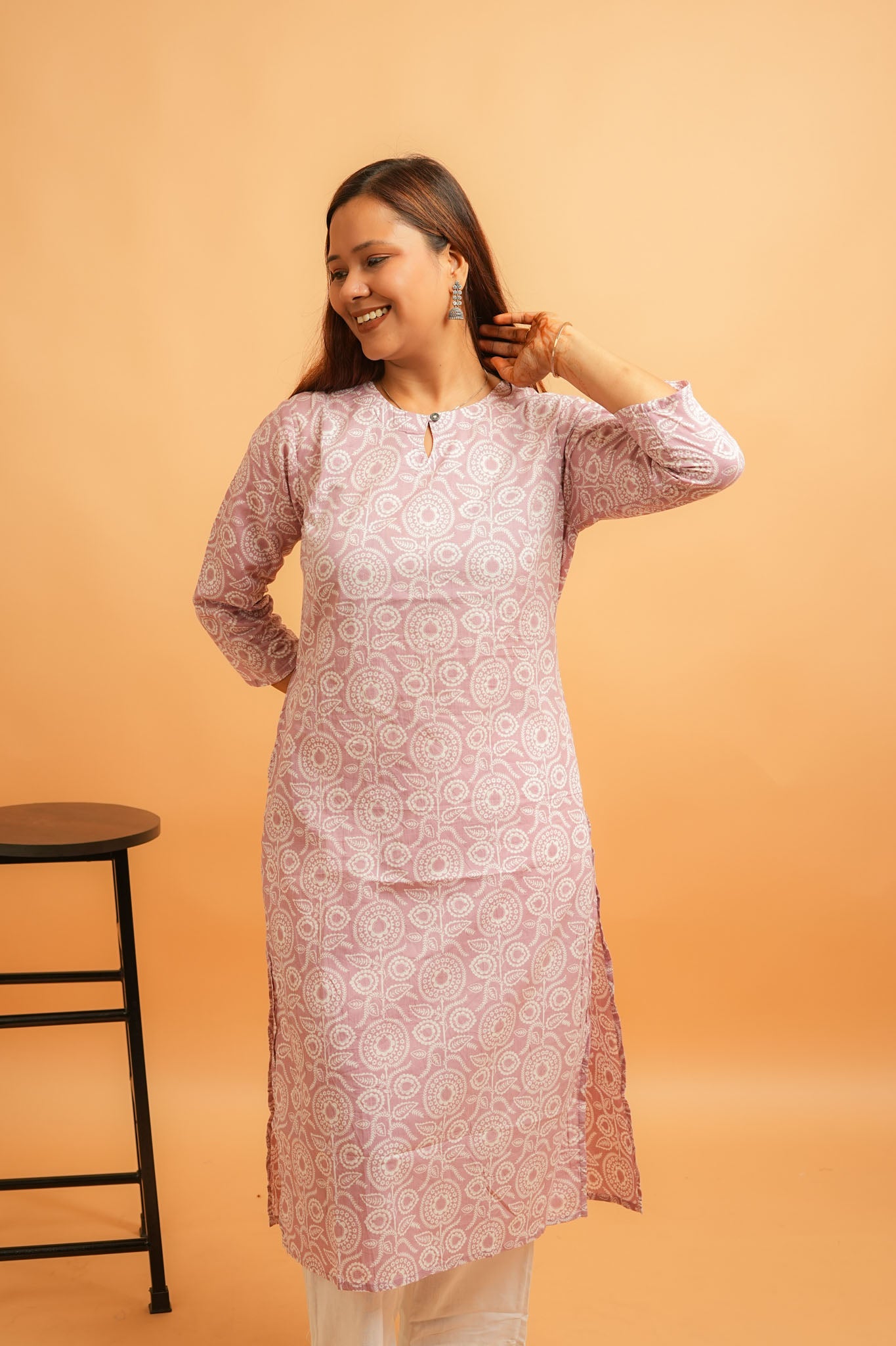 KAAYA- PEACHY PINK COTTON KURTA