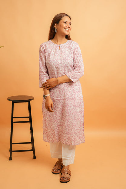 KAAYA- PEACHY PINK COTTON KURTA