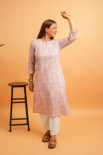 KAAYA- PEACHY PINK COTTON KURTA