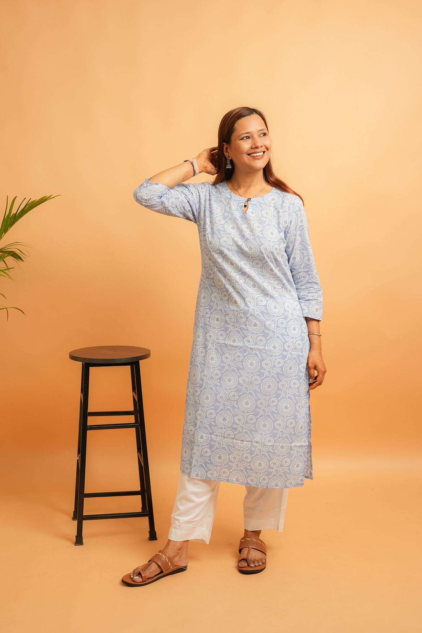 KIRA- POWDER BLUE COTTON KURTA
