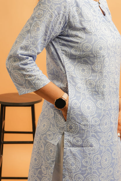 KIRA- POWDER BLUE COTTON KURTA