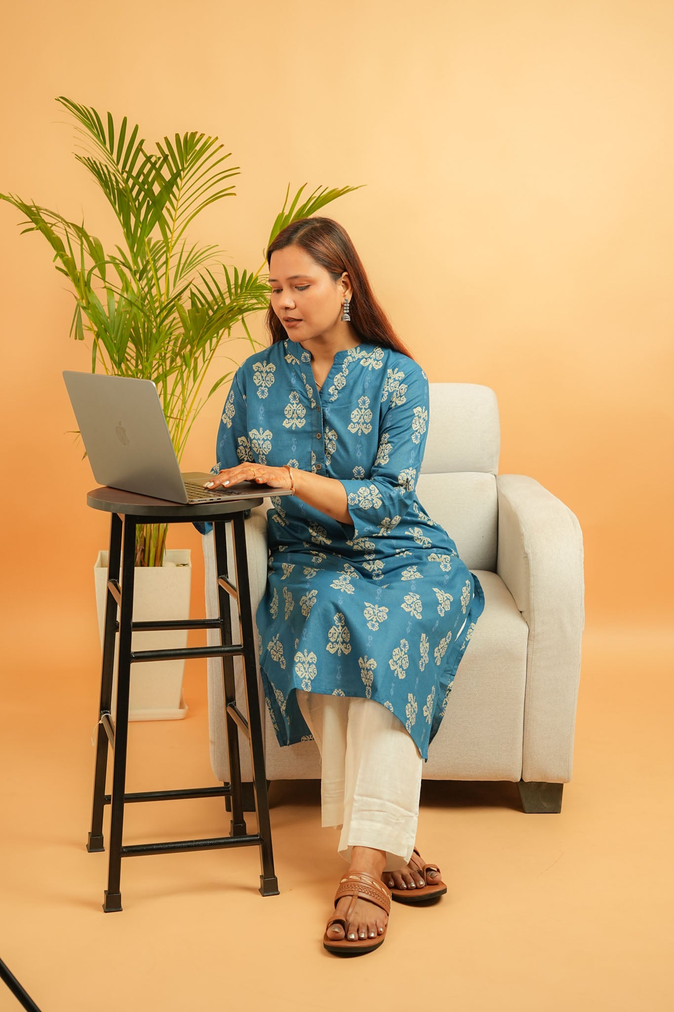 KUHU - INK BLUE COTTON FLEX KURTA