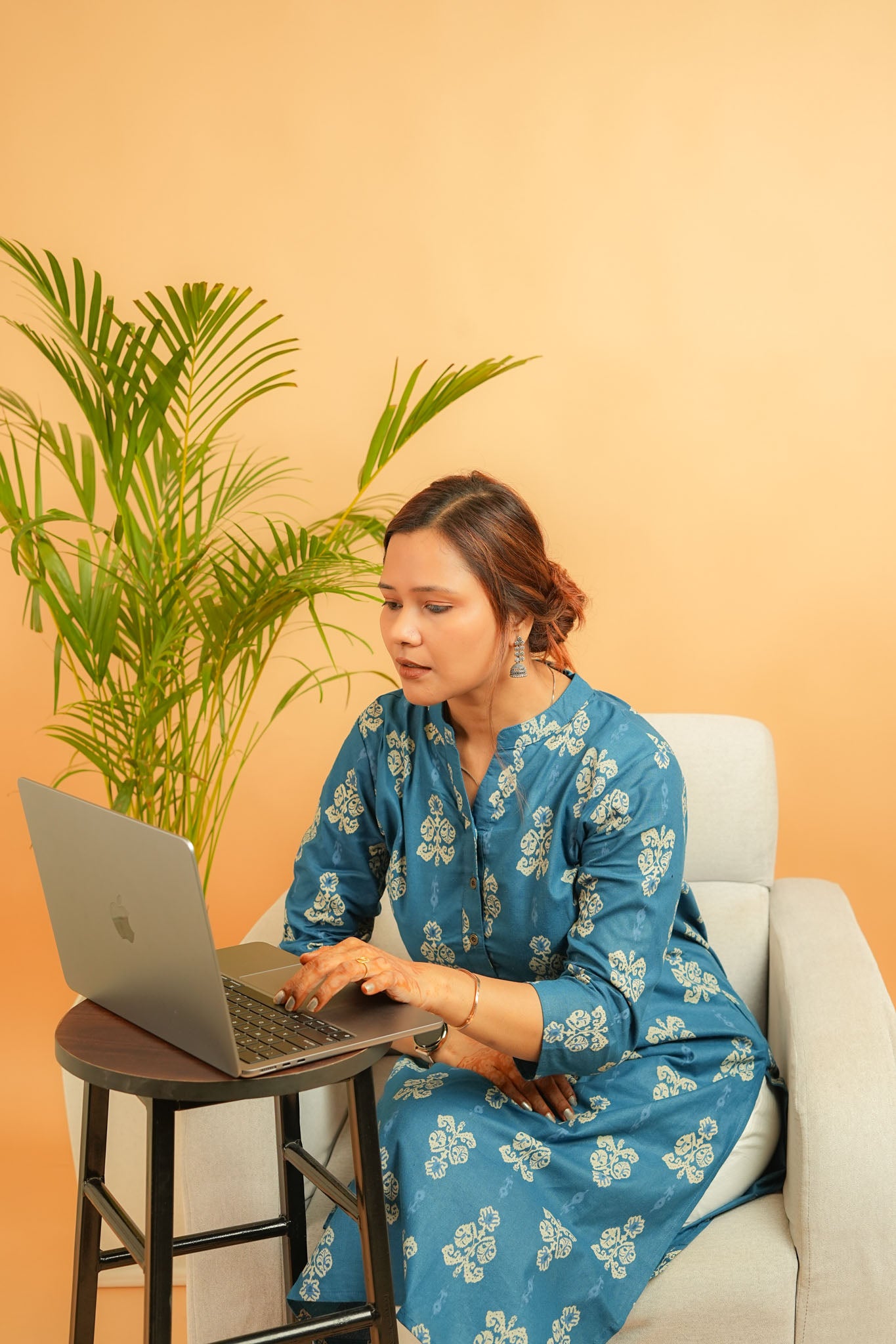 KUHU - INK BLUE COTTON FLEX KURTA