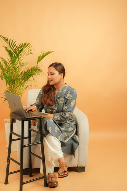 KANIRA - DARK GREY COTTON FLEX KURTA