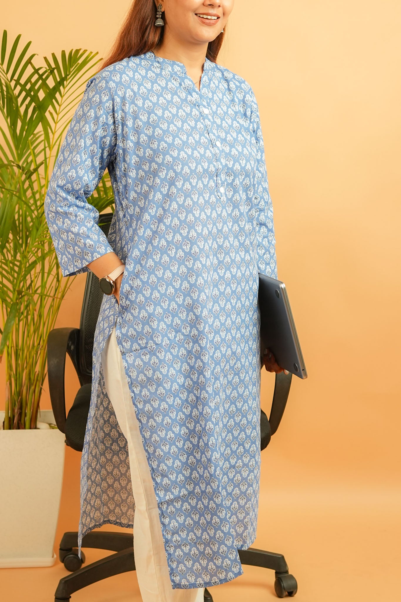 KAANTA- INDIGO BLUE COTTON FLEX KURTA