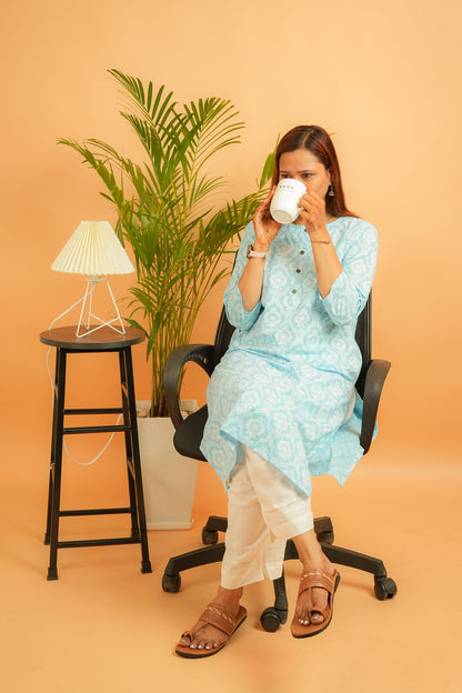 KAARI- SKY BLUE COTTON KURTA