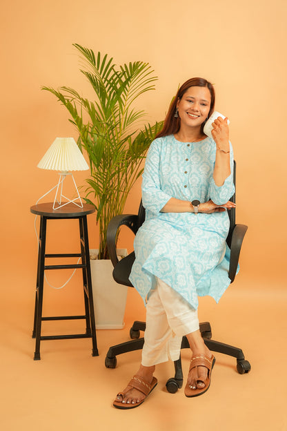 KAARI- SKY BLUE COTTON KURTA