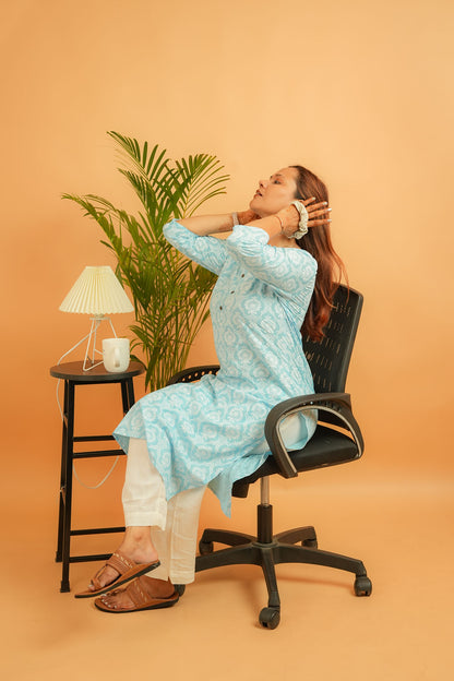 KAARI- SKY BLUE COTTON KURTA