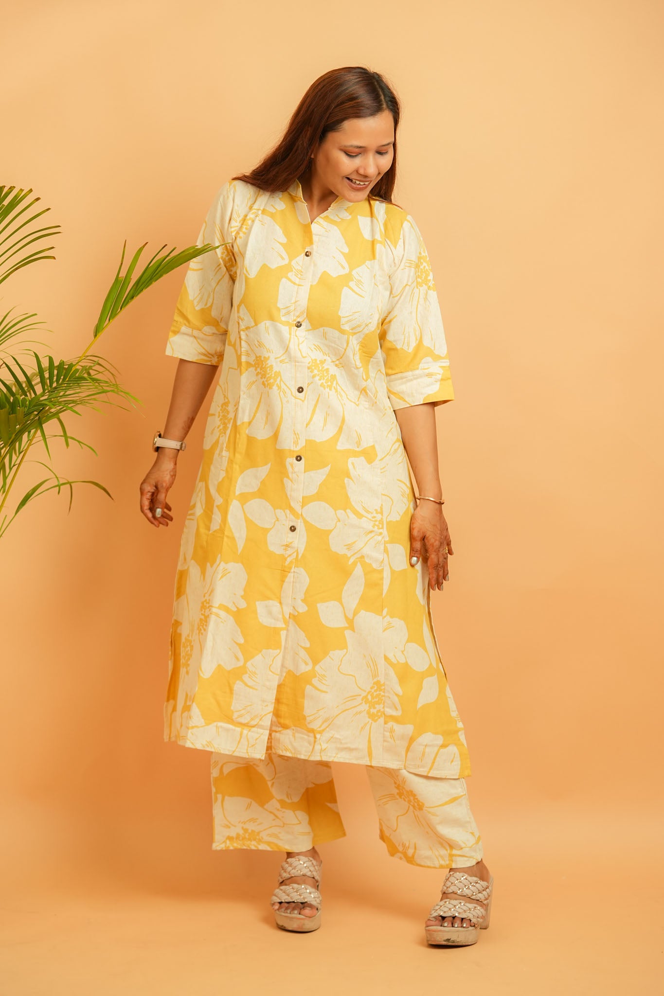 LIJA- YELLOW COTTON FLEX CO-ORD SET