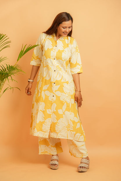 LIJA- YELLOW COTTON FLEX CO-ORD SET