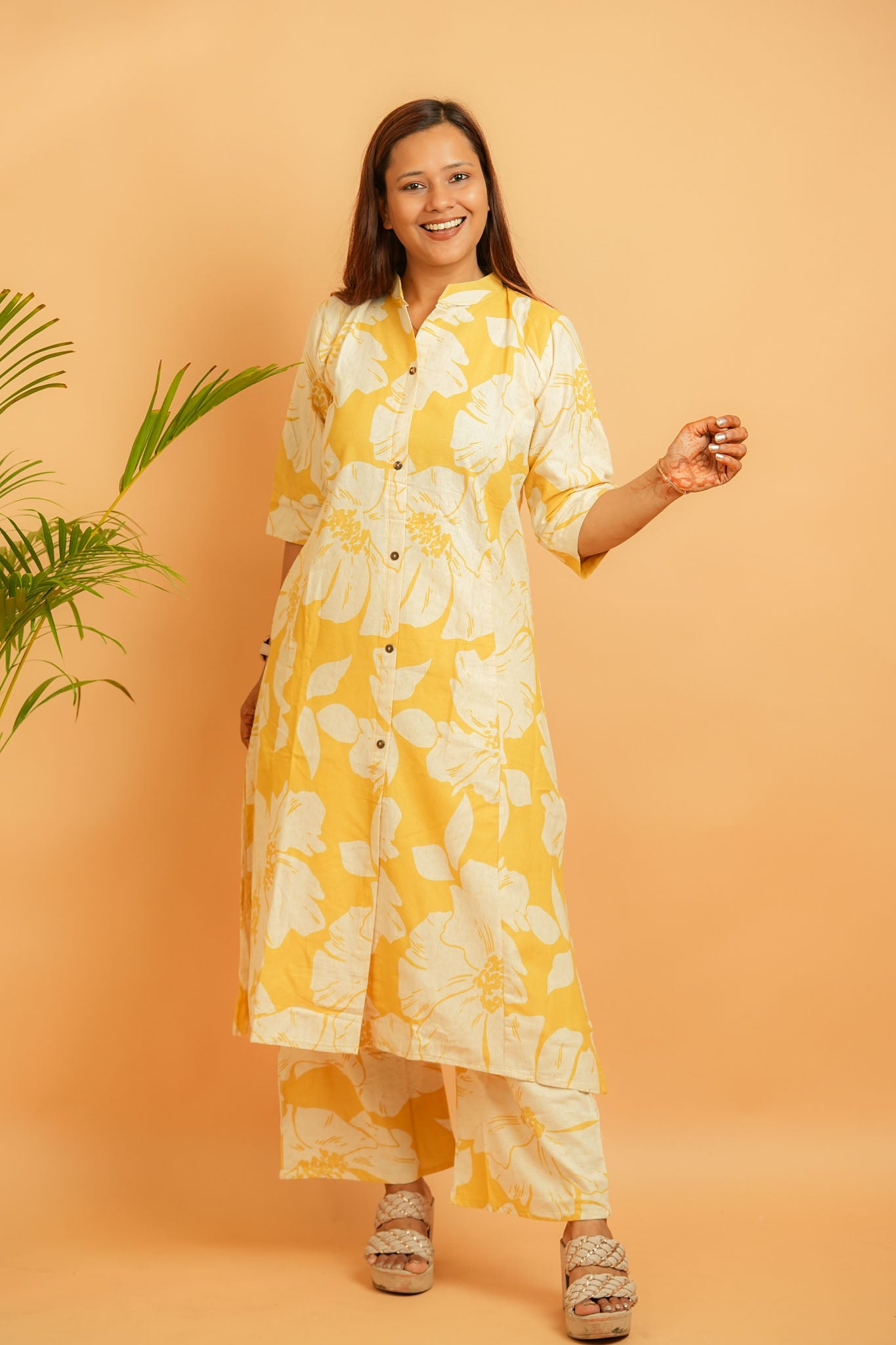 LIJA- YELLOW COTTON FLEX CO-ORD SET
