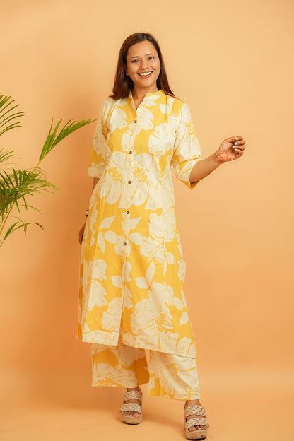 LIJA- YELLOW COTTON FLEX CO-ORD SET