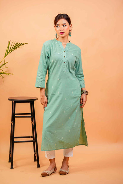KERA- PISTA HANDLOOM WOVEN KURTA
