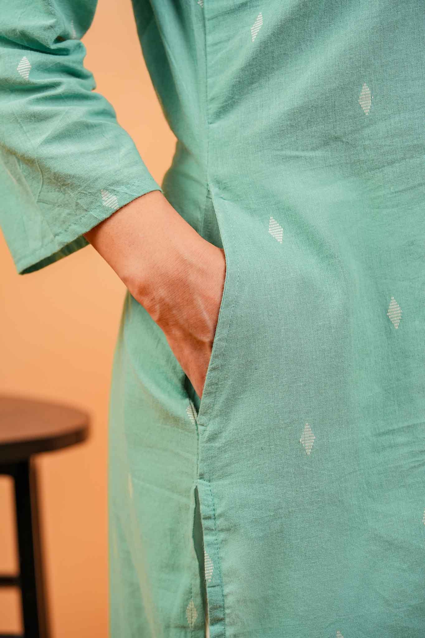 KERA- PISTA HANDLOOM WOVEN KURTA