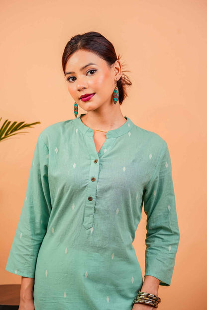 KERA- PISTA HANDLOOM WOVEN KURTA