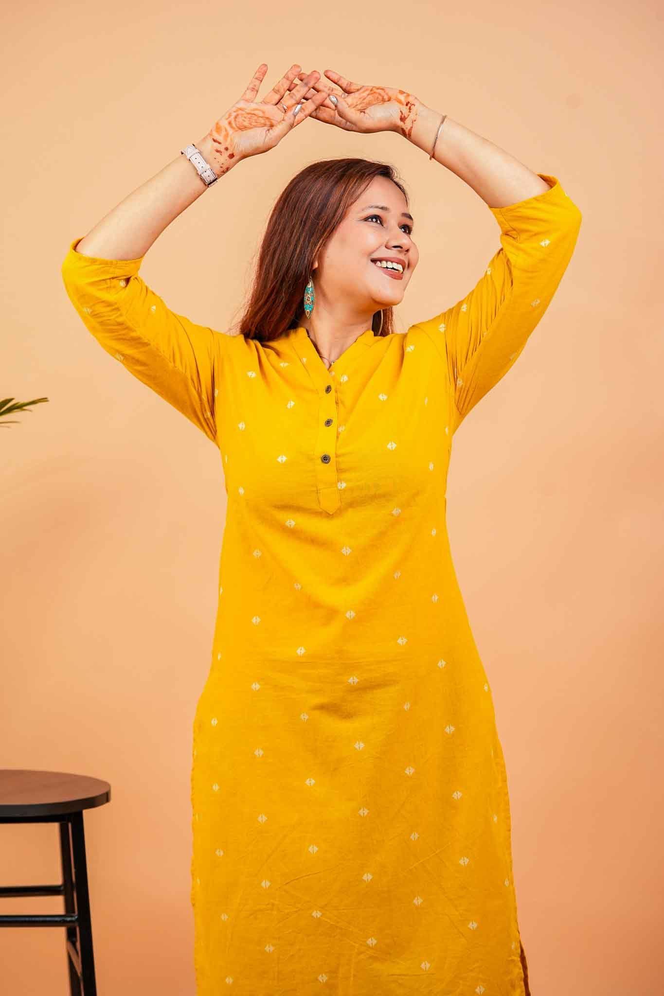 KEVA- MUSTARD HANDLOOM WOVEN KURTA