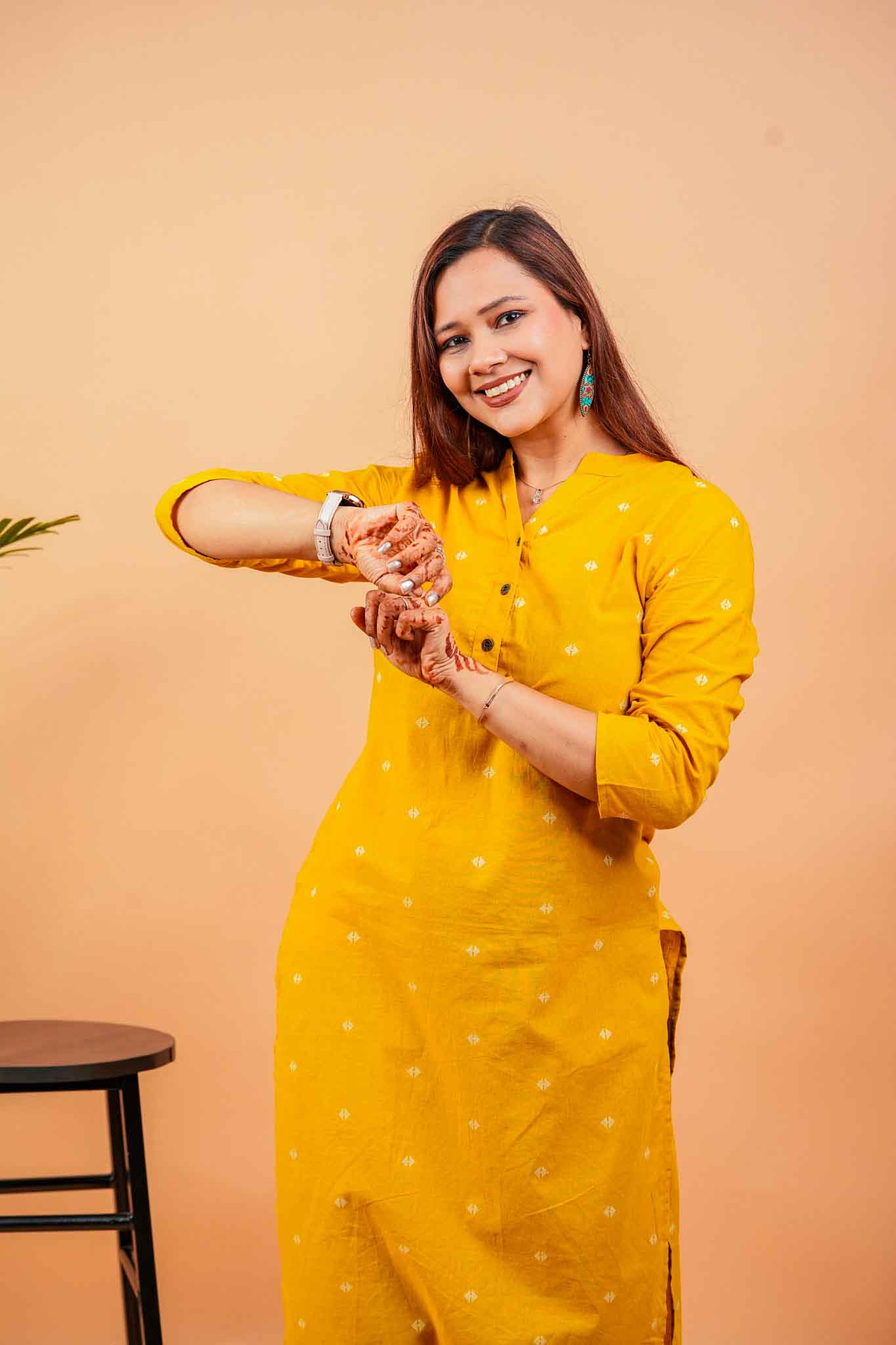 KEVA- MUSTARD HANDLOOM WOVEN KURTA