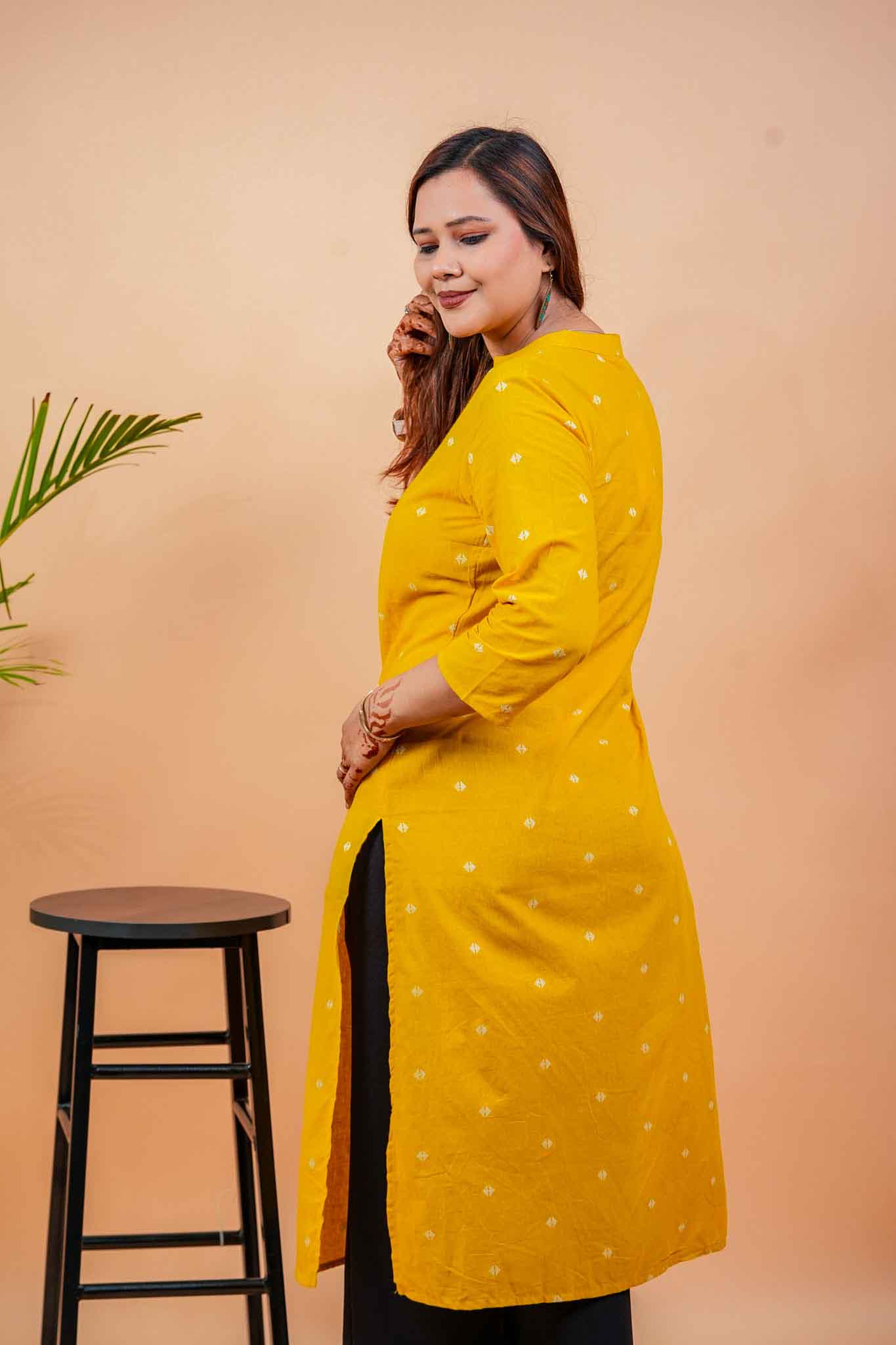 KEVA- MUSTARD HANDLOOM WOVEN KURTA
