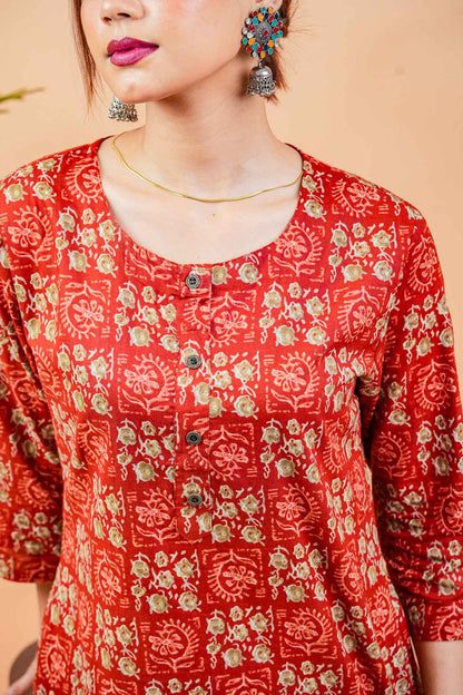 Kaanti-Round neck straight cotton kurta